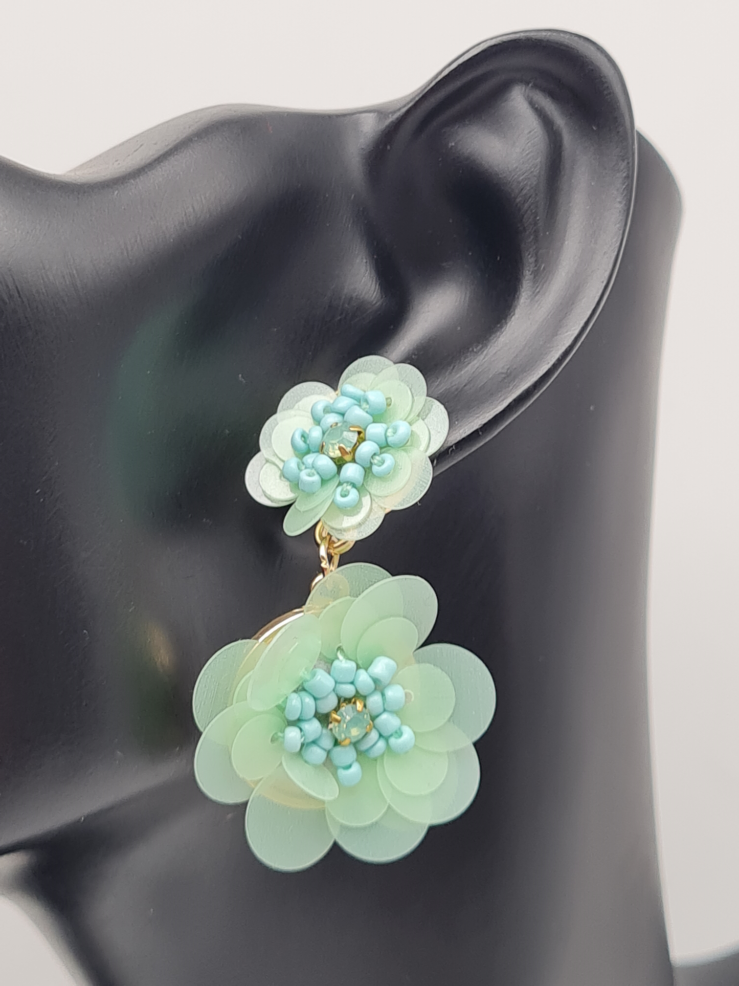 Yehwang Ohrhänger Ohrringe Party Nickelfrei mintgrün silberfarben Schwarz Weiß rosa Blumen