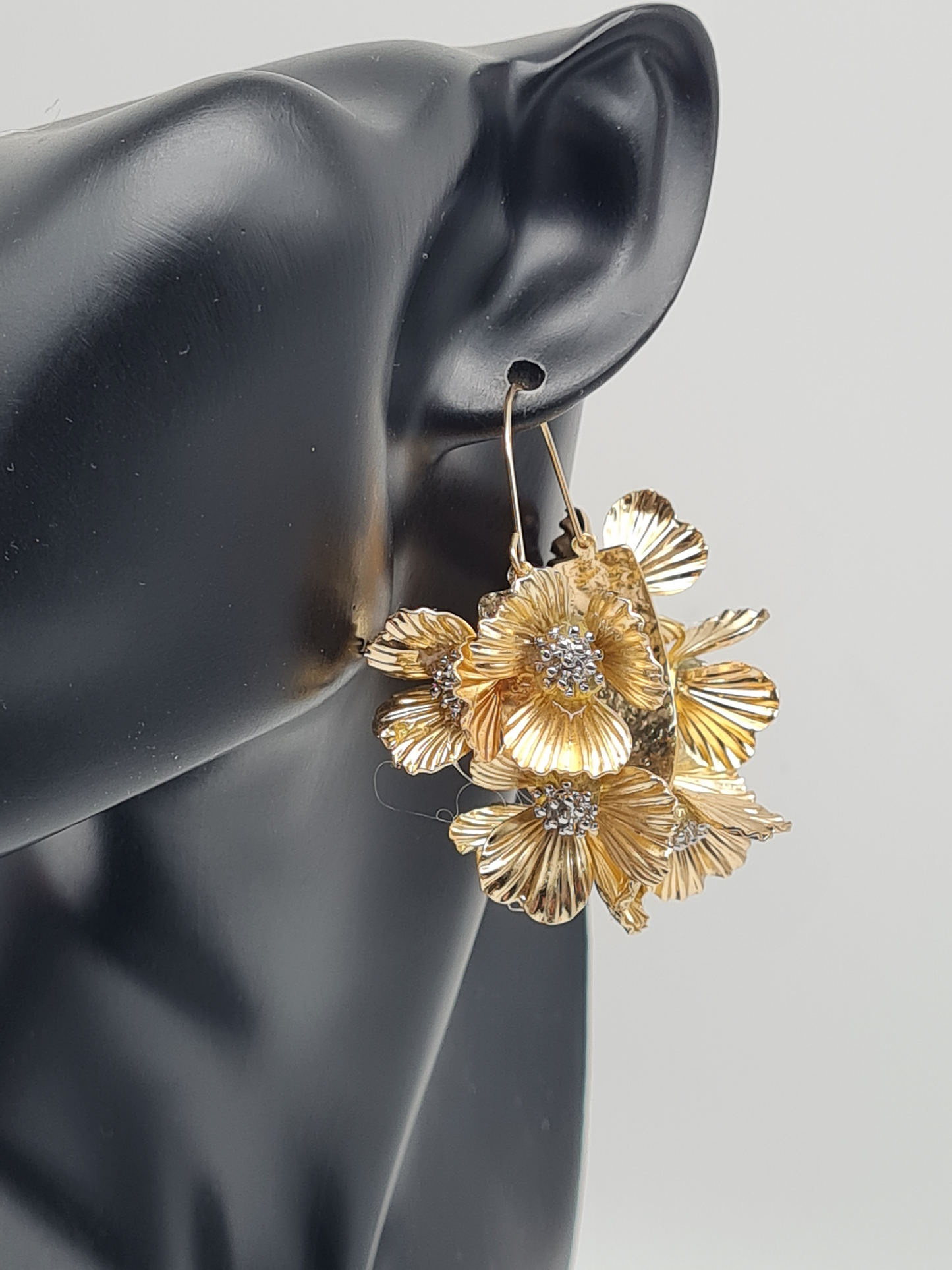 Yehwang Creolen groß Goldfarben Blumen silberfarben nickelfrei Statement