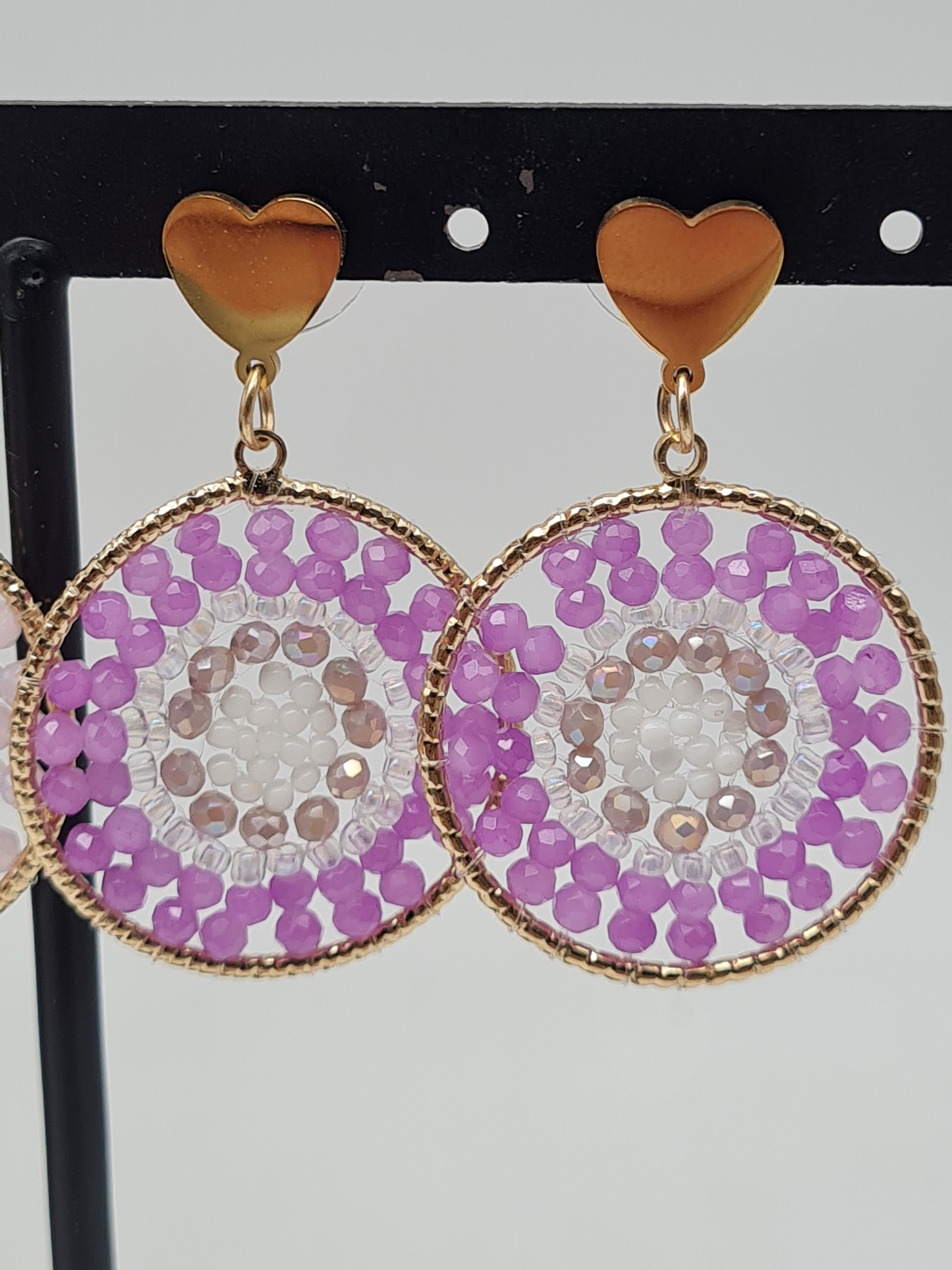 Yehwang Ohrhänger nickelfrei lila rosa Mandala Ohrringe Freizeit Entspannung