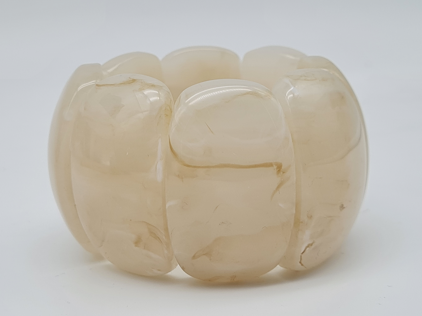 Yehwang Acryl Armband Stretch Marmor Look Creme und Schwarz Nickelfrei