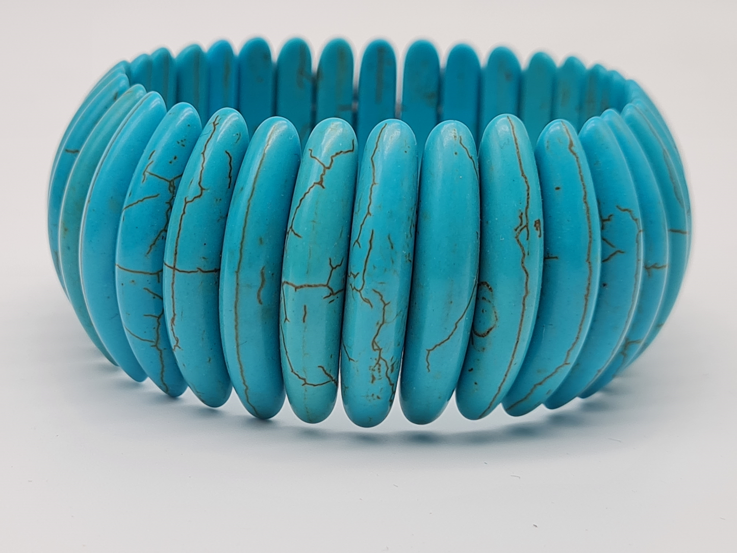 Yehwang Türkis Armband Stretch Vintage Used-Look Bauern Silberfarben Nickelfrei