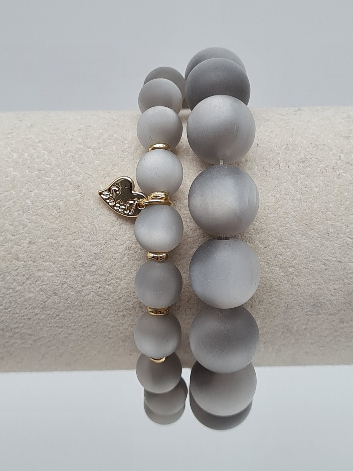 Sweet7 Doppel-Armband nickelfrei Graue Space Beads Modern Elegant