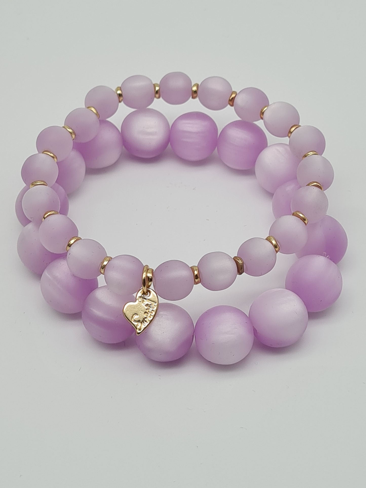 Sweet7 Doppel-Armband nickelfrei Lila Space Beads Modern Elegant