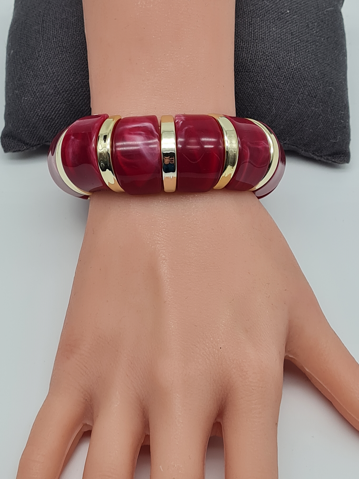 Cosmos Stretch ArmbÀnder Goldfarben mit Schwarz Pink oder Lila Marmor Look Nickelfrei