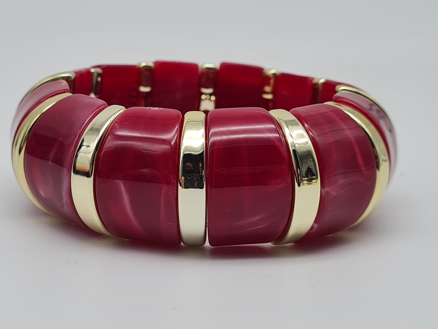Cosmos Stretch ArmbÀnder Goldfarben mit Schwarz Pink oder Lila Marmor Look Nickelfrei