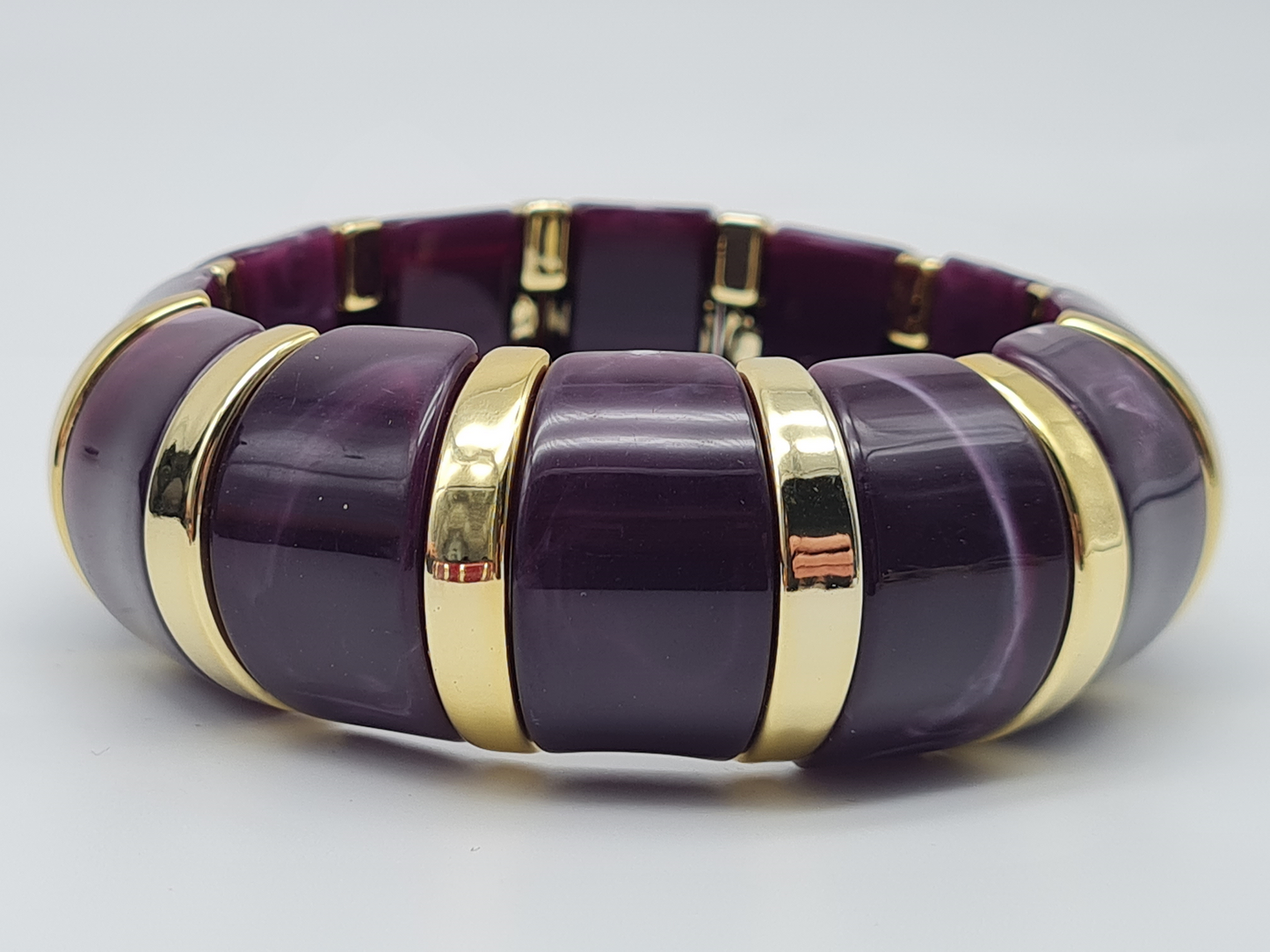Cosmos Stretch ArmbÀnder Goldfarben mit Schwarz Pink oder Lila Marmor Look Nickelfrei