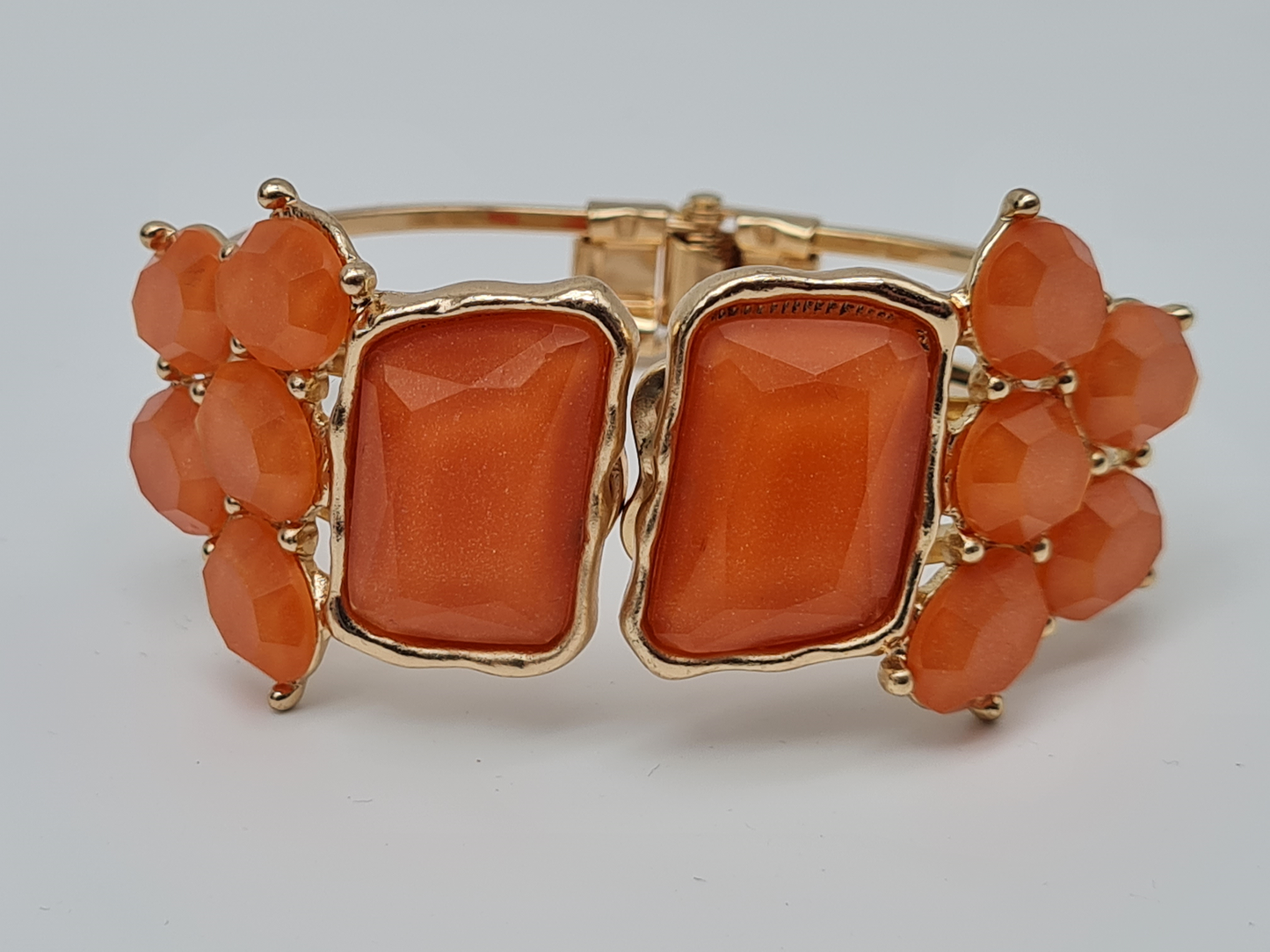 Cosmos Armreif Orange Abstrakt nickelfrei Klapp-Armband Goldfarben