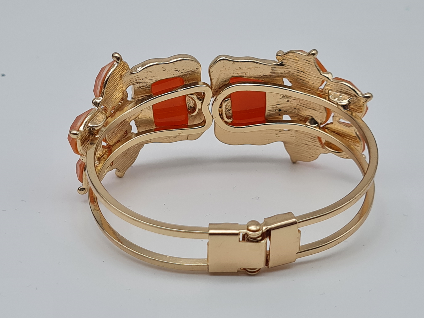 Cosmos Armreif Orange Abstrakt nickelfrei Klapp-Armband Goldfarben