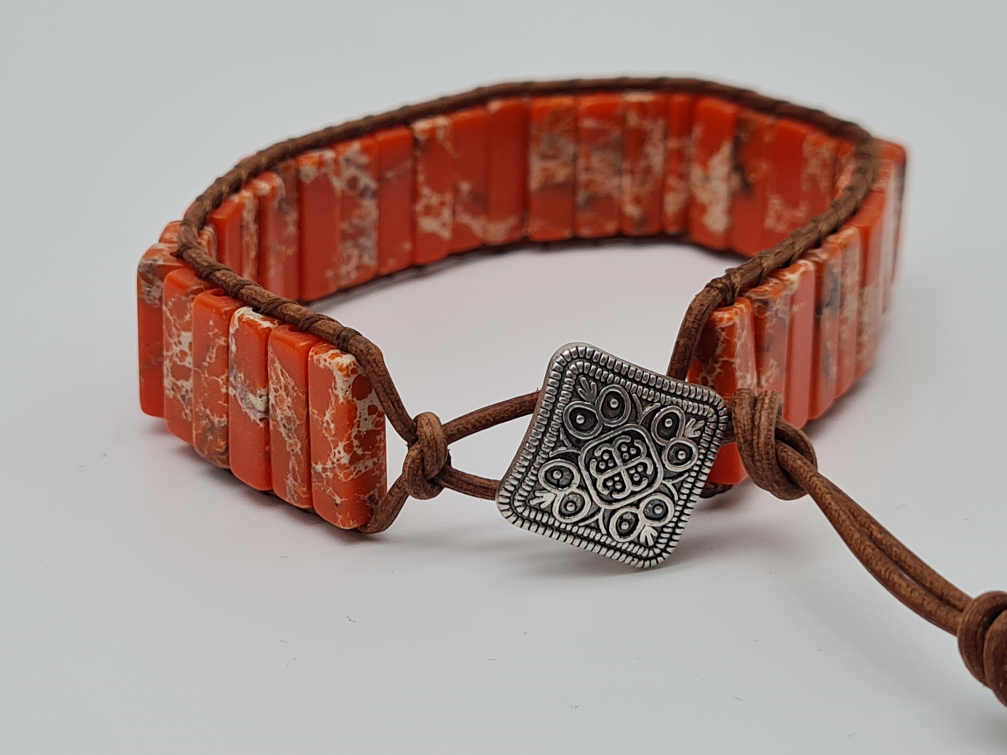 Cosmos Armband Blumen Vintage Türkis Orange Nativ Nickelfrei Freundschaft