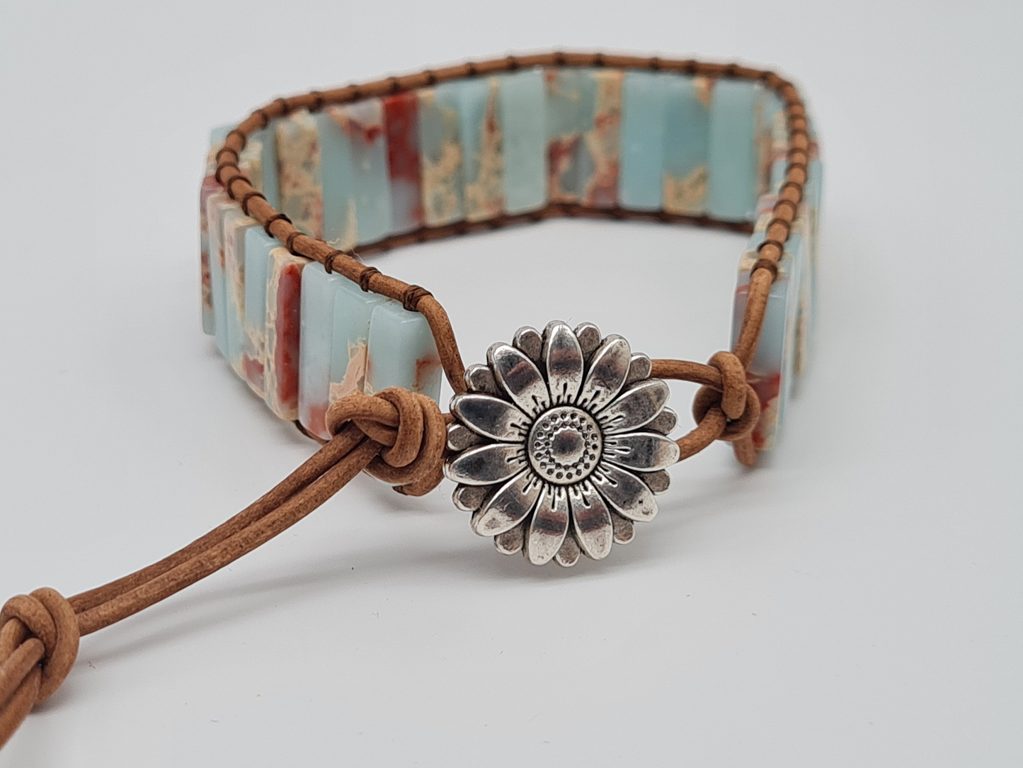 Cosmos Armband Blumen Vintage Türkis Orange Nativ Nickelfrei Freundschaft