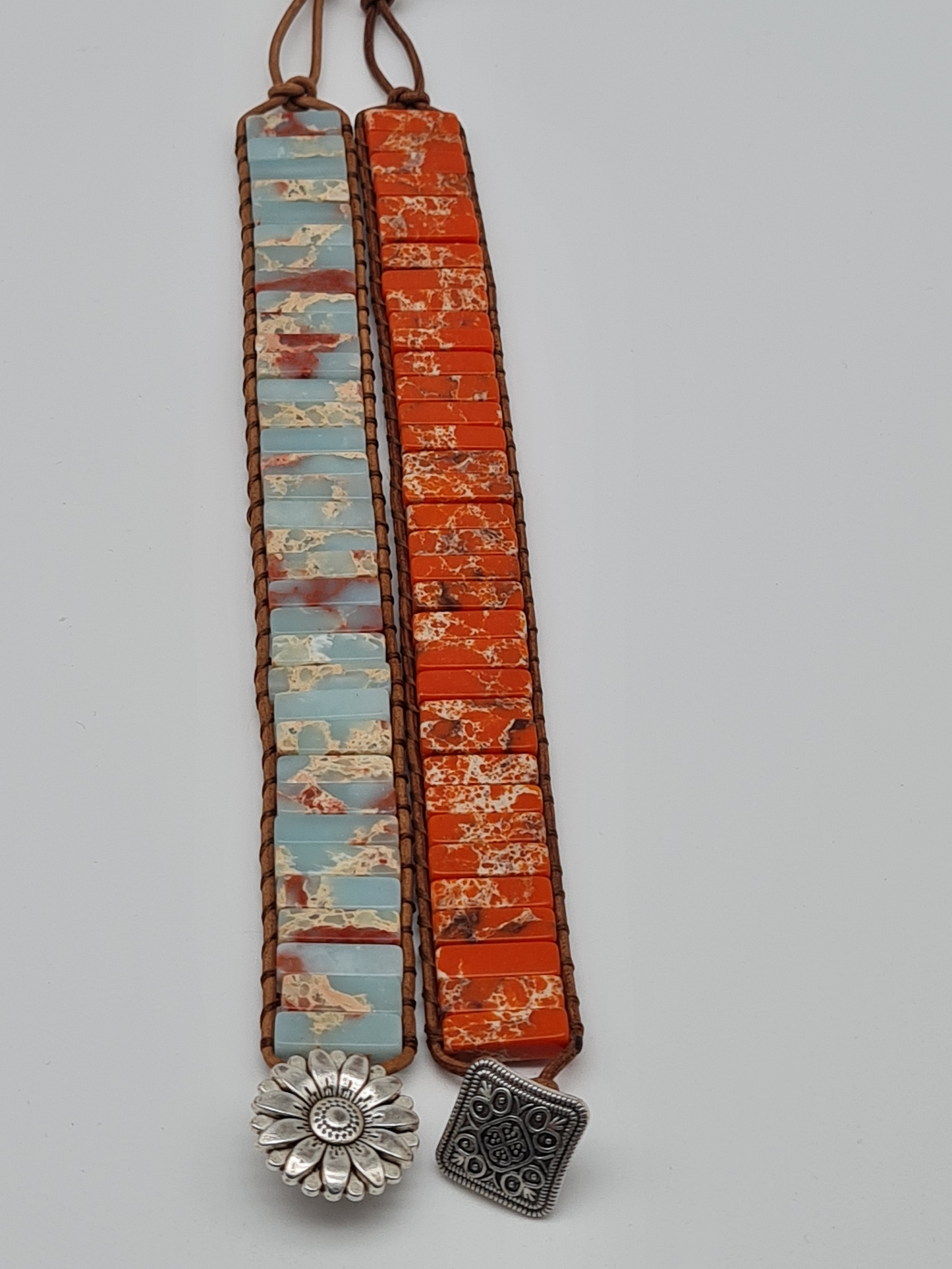 Cosmos Armband Blumen Vintage Türkis Orange Nativ Nickelfrei Freundschaft