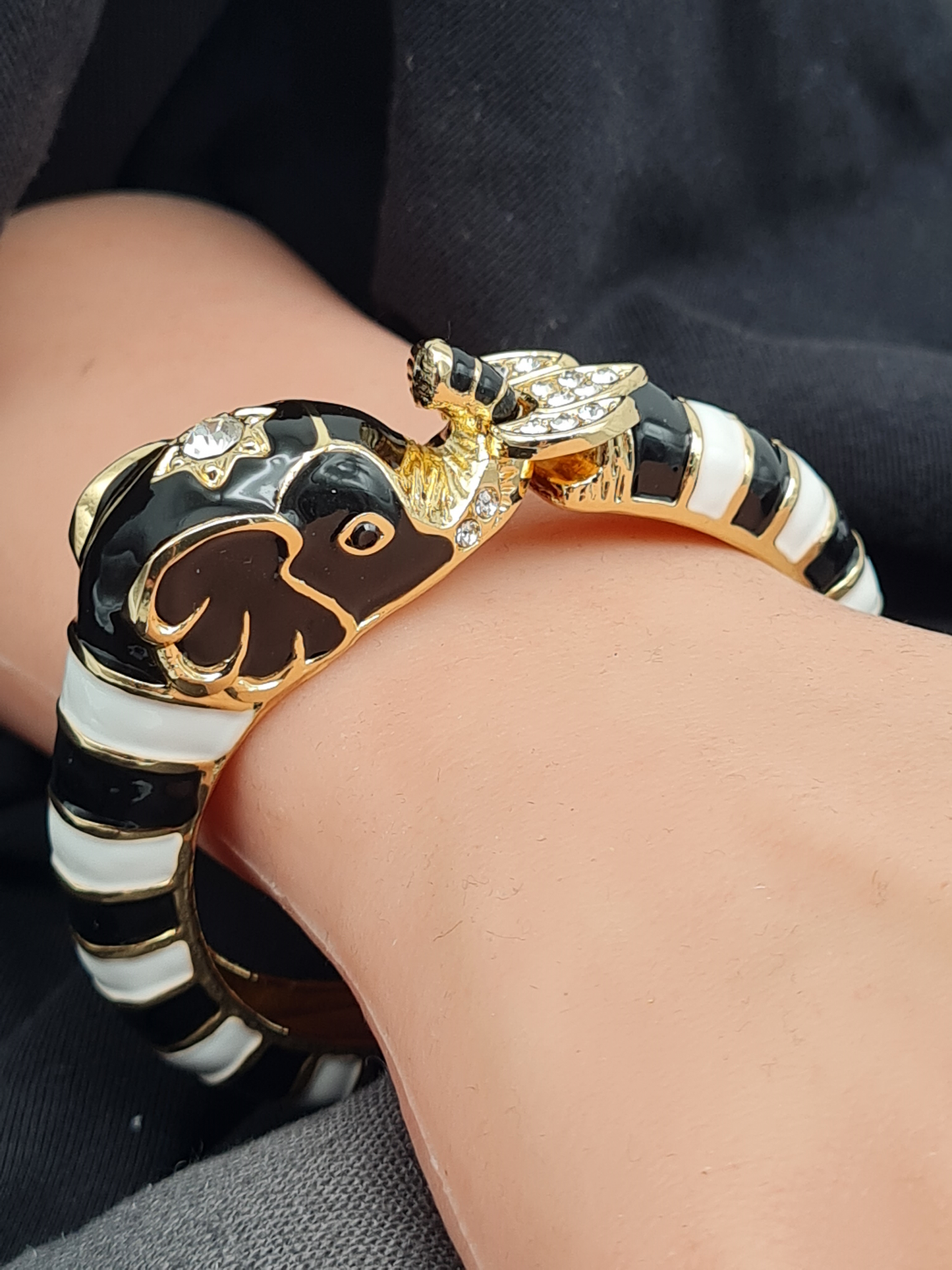 Ardoné Armreif Klapp-Armband Elefant Tiermuster Tier Jungle Urwald Nickelfrei
