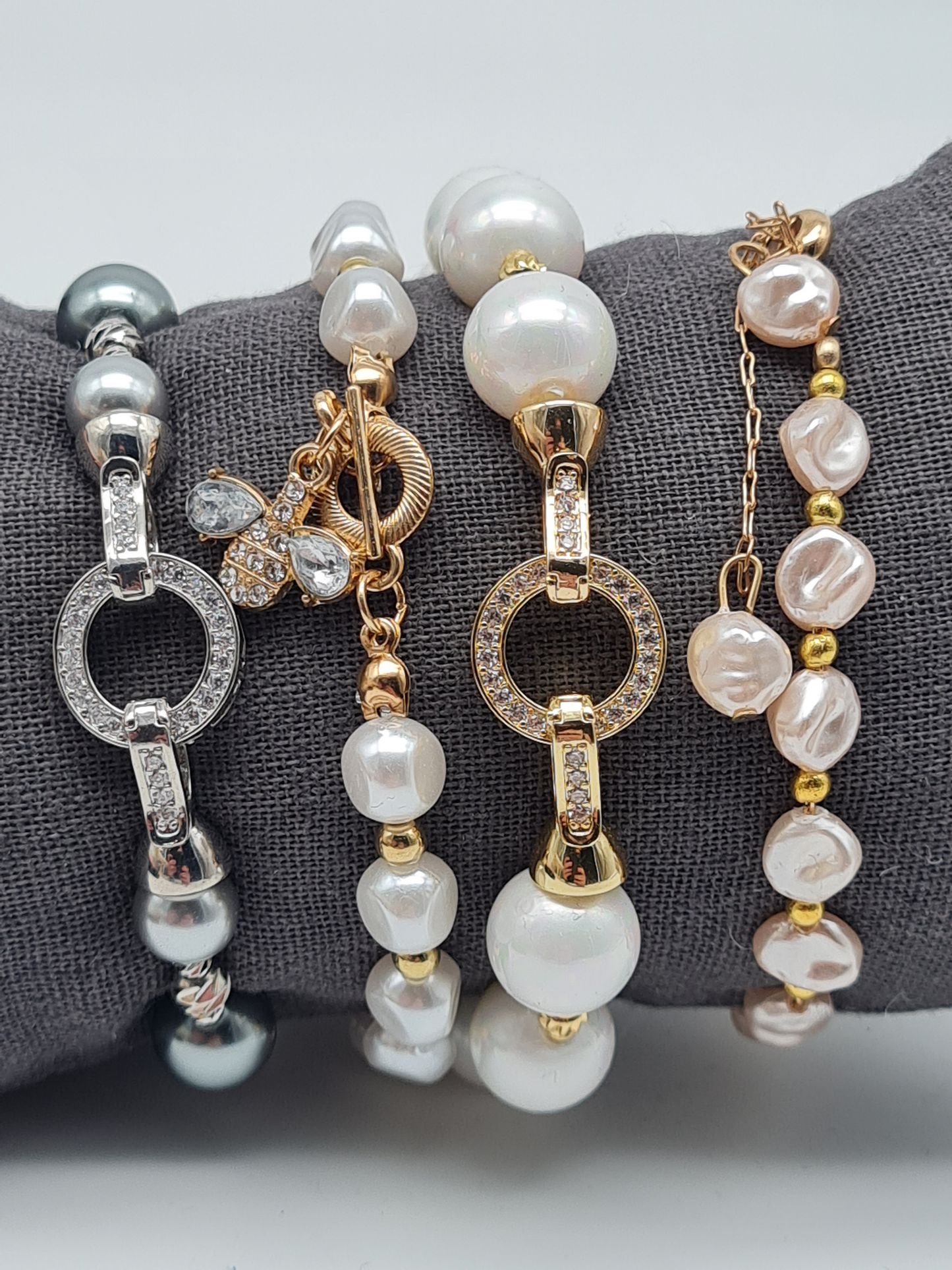 Sensibling Corp. Edelstahl Armbänder Silbergrau Perlen Goldfarben nickelfrei Elegant Klassisch