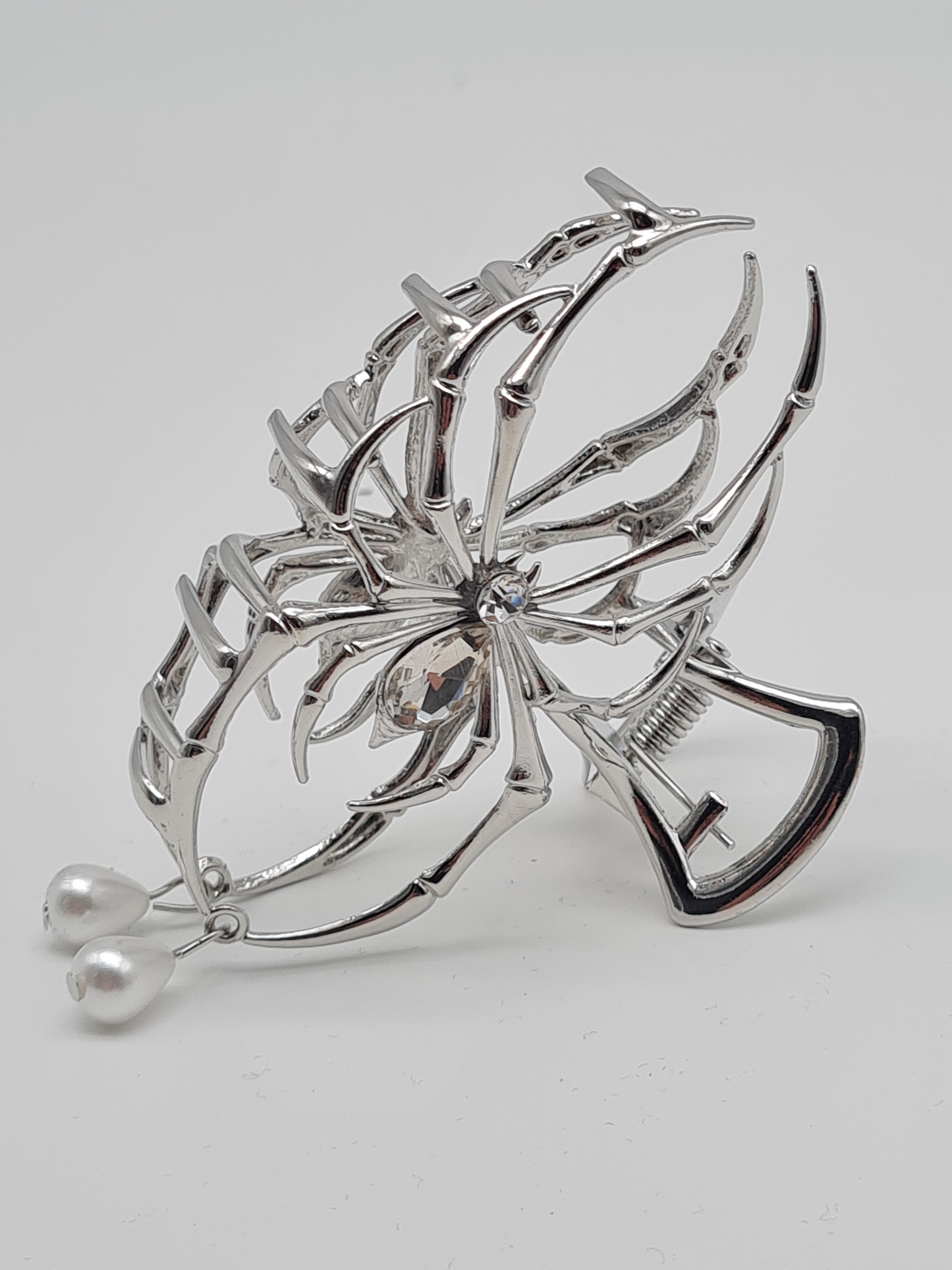 Sensibling Corp. Haarklammer Halloween Spinnen Spinnennetz Gun Metal Silberfarben