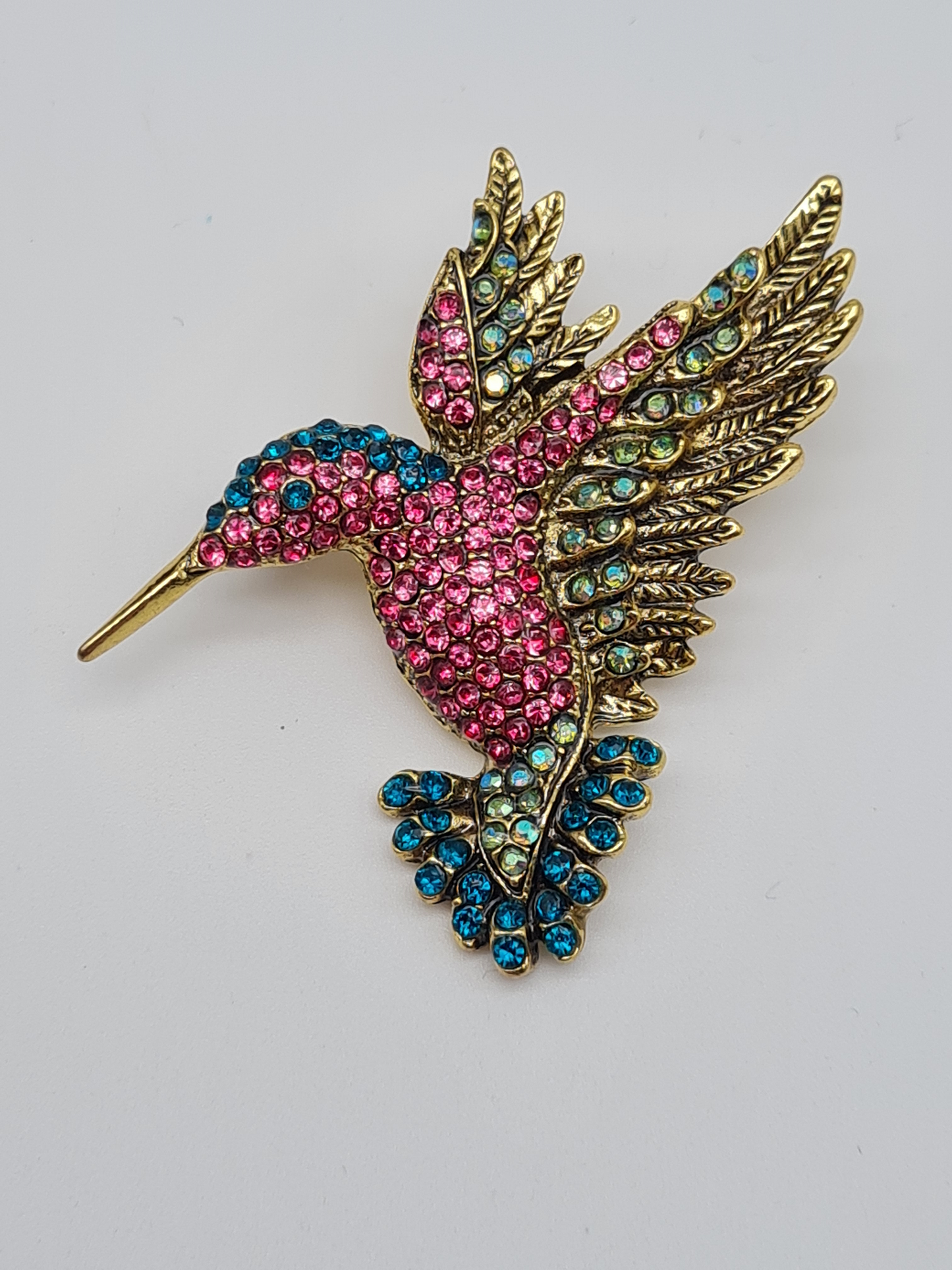 Brosche "Blaue Kolibri" blau pink amazonas vogel vögel hummingbird