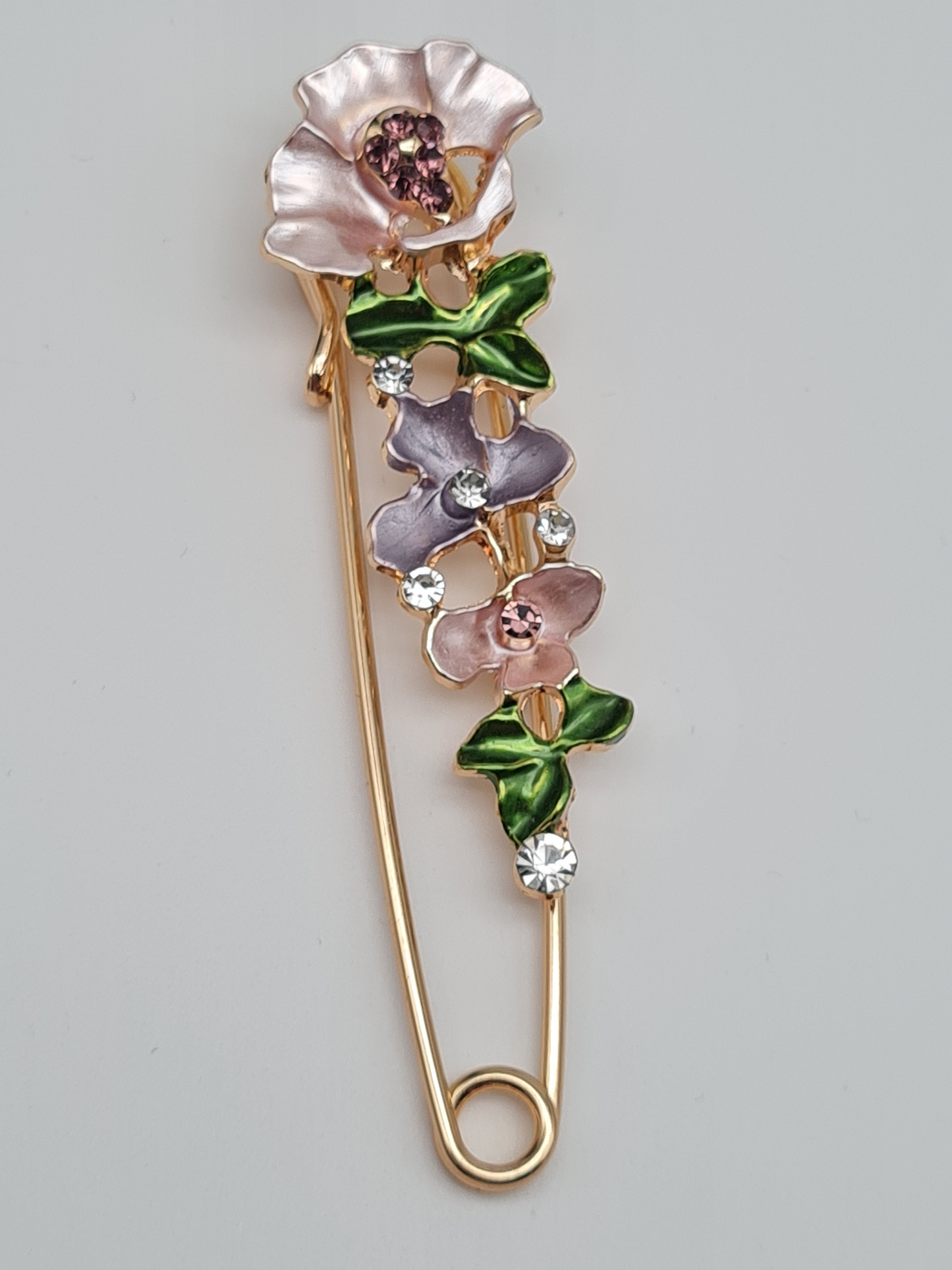 Brosche Anstecknadel blumen hellblau rosa krawatte kragen