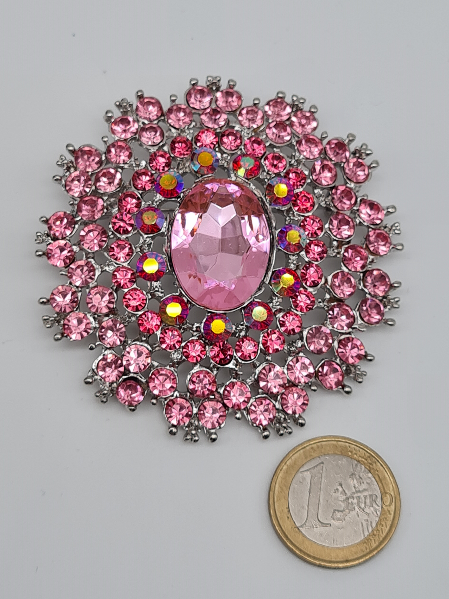 Brosche Golden kranz blume strass pink rosa schmetterling koralle modeschmuck
