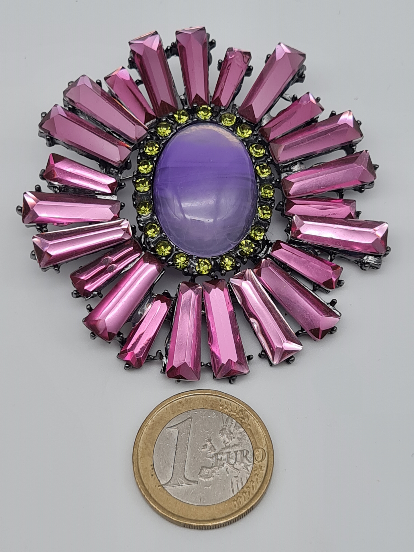 Brosche Golden kranz blume strass pink rosa schmetterling koralle modeschmuck