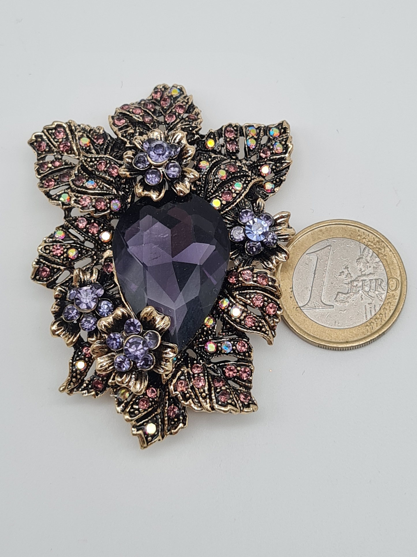 Brosche ornamente türkis hellblau vintage brocante luxus blau strass