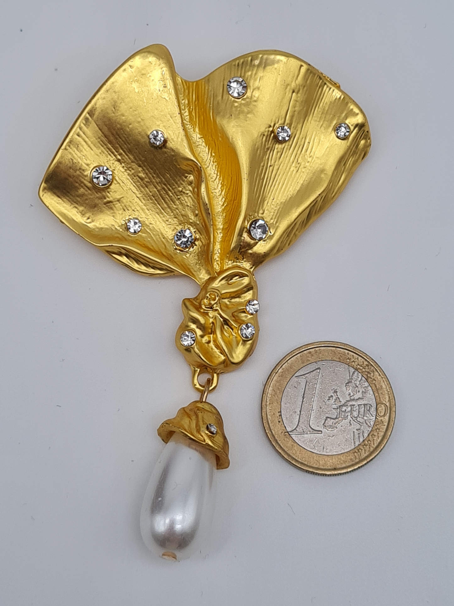 Brosche Goldene Oranmente schleife strass flügel ast perlen quaste fächer