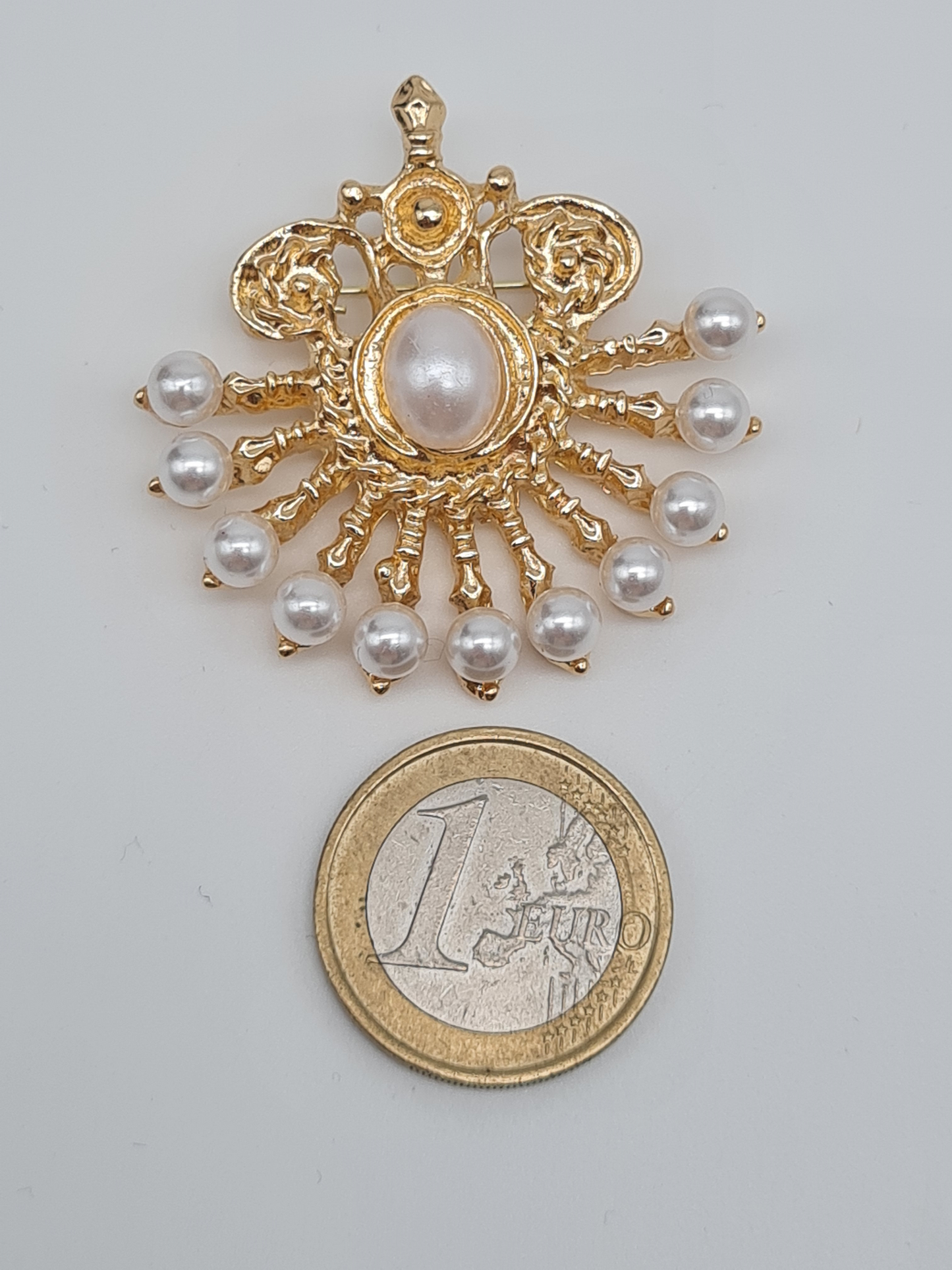 Brosche Goldene Oranmente schleife strass flügel ast perlen quaste fächer