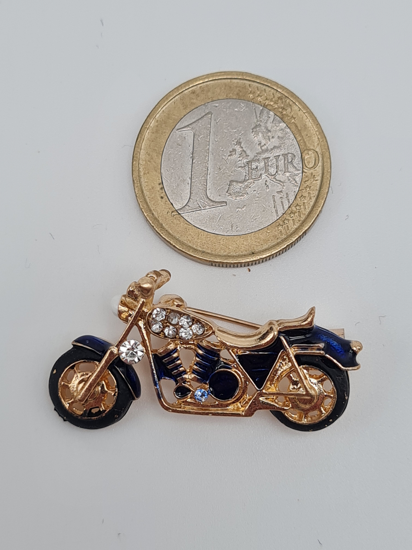 Brosche lostus schleife goldfarben harley motorrat mini klein perle