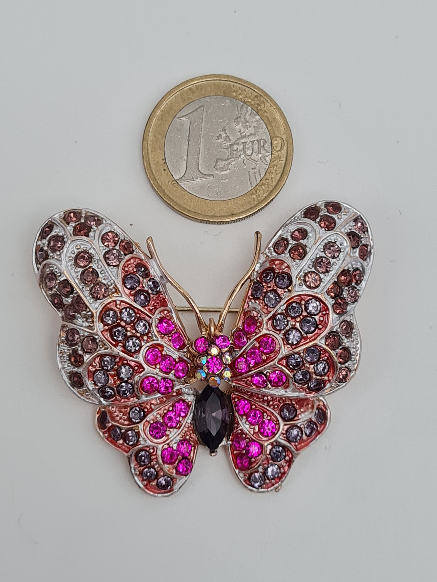 Brosche schmetterling Blau pink strass rosa natur wiese blumen falter modeschmuck