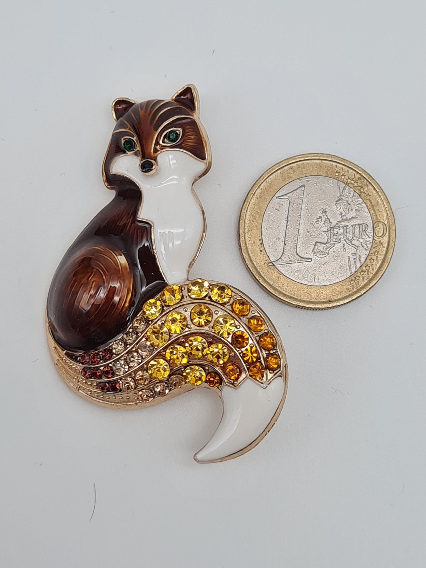 Brosche Fuchs tiger emeralda saphir strass tiere wald modeschmuck
