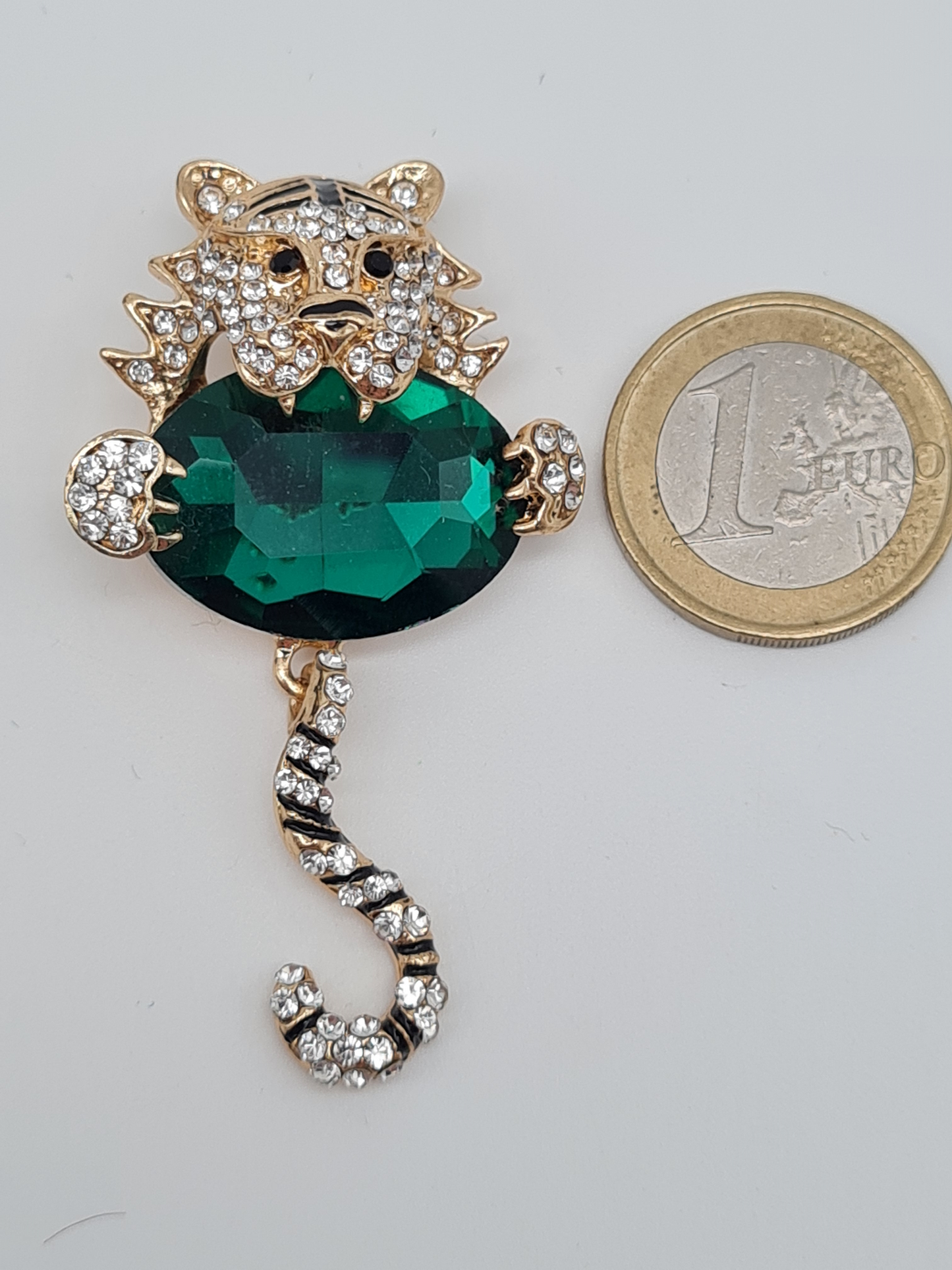 Brosche Fuchs tiger emeralda saphir strass tiere wald modeschmuck