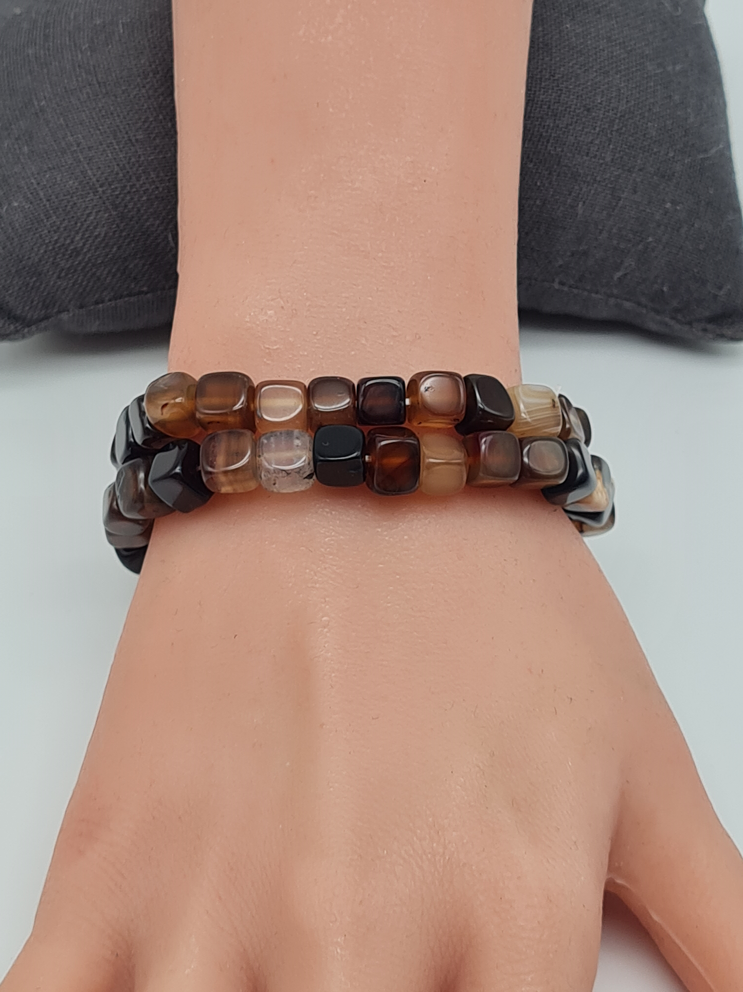 Cosmos armband set braun orange grrün natur eckig acryl kombinierbar modeschmuck