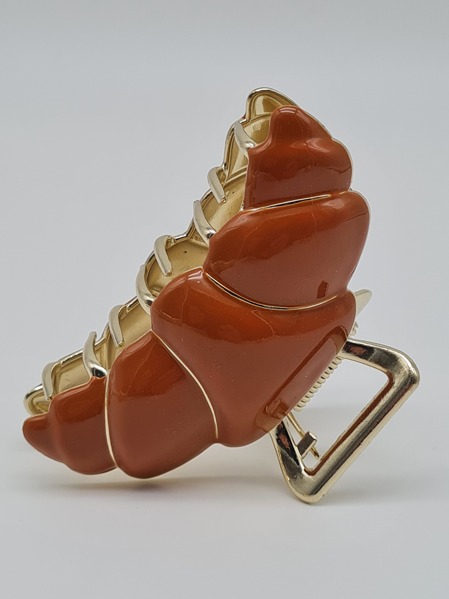 Yehwang Haarklammer haarschmuck Croissant braun creme goldfarben Metall