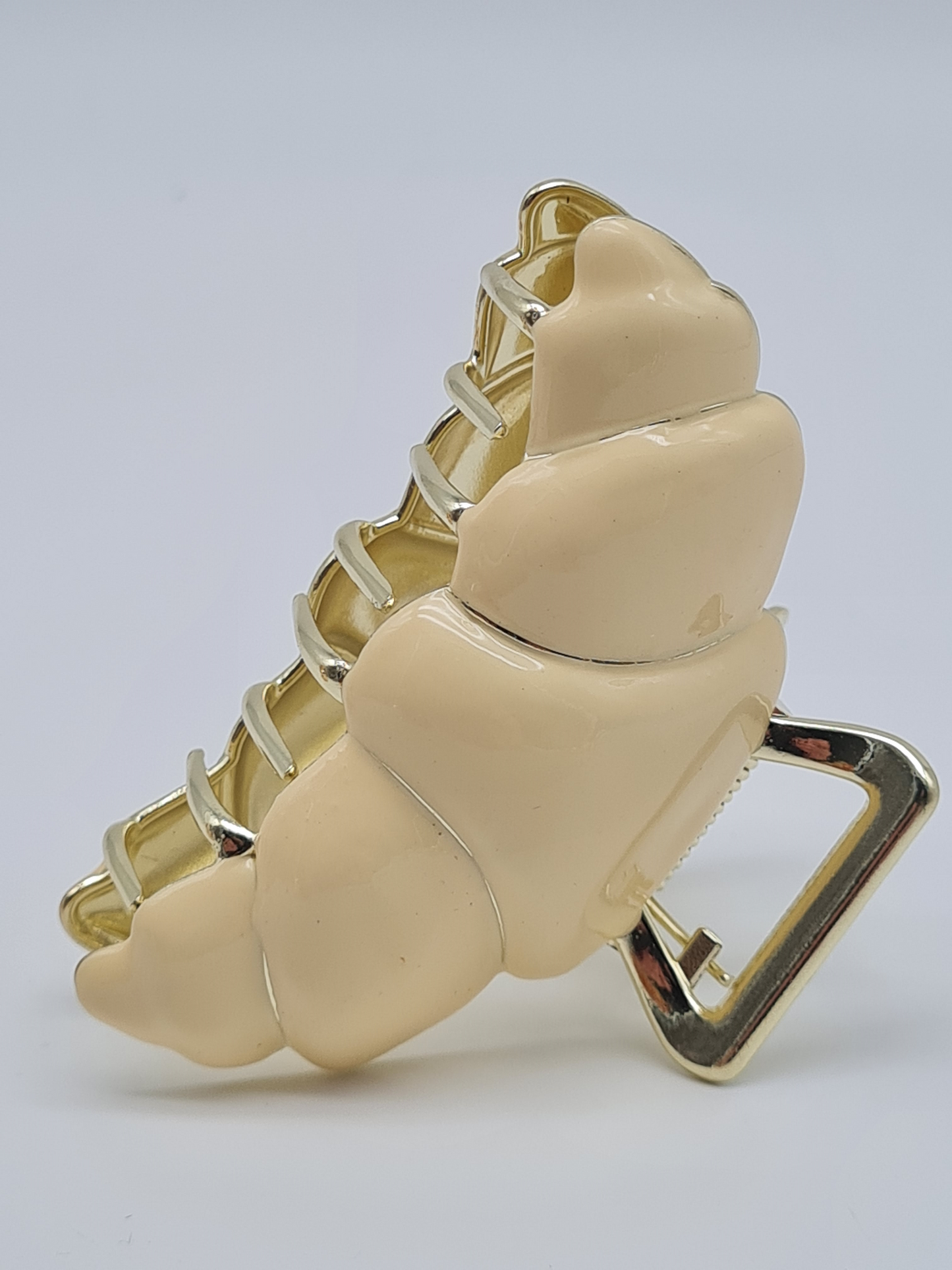 Yehwang Haarklammer haarschmuck Croissant braun creme goldfarben Metall