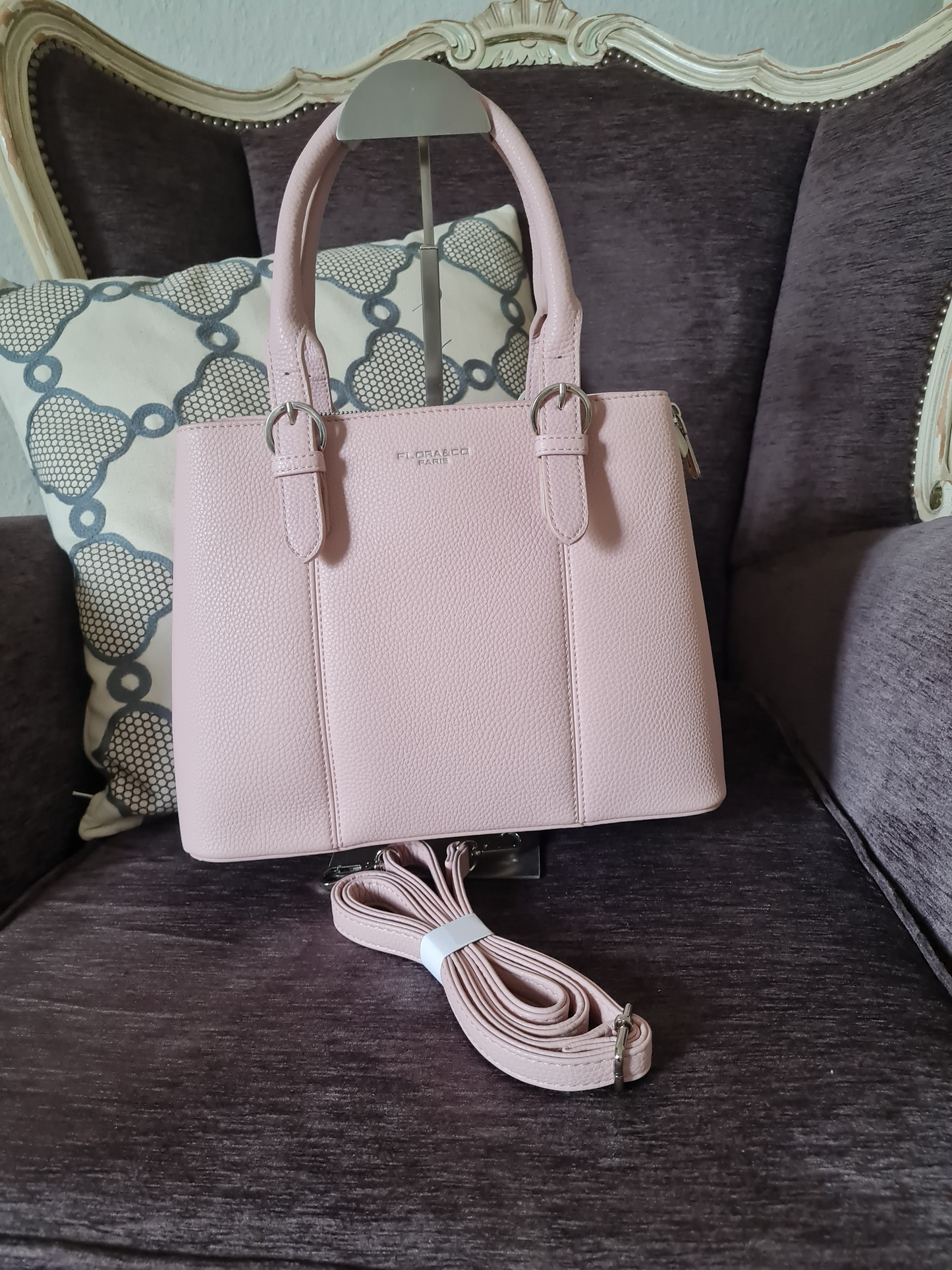 Handtasche Flora & Co Umhängetasche Rosa Altrosa Kunstleder Reißverschluss