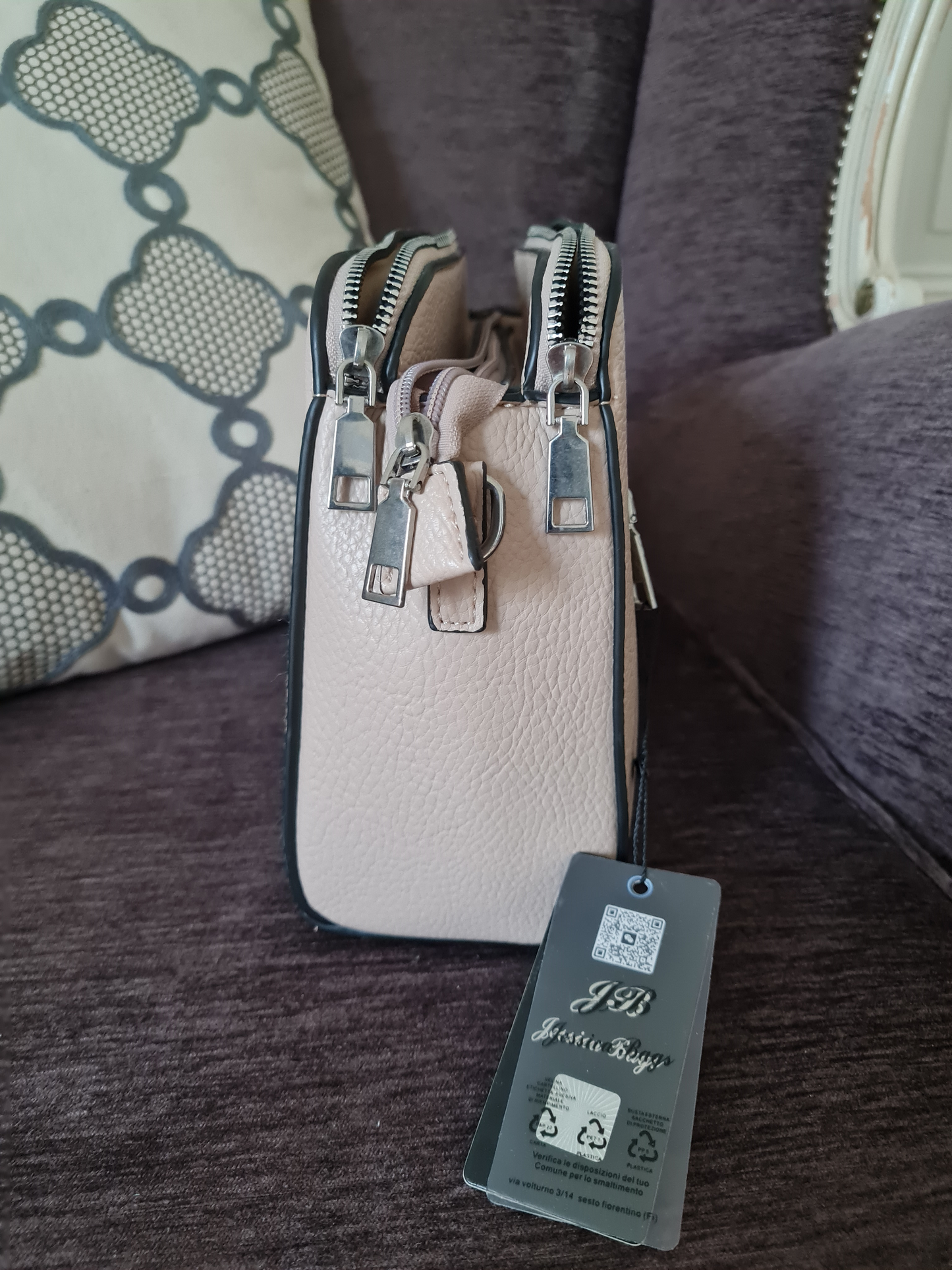Umhängetasche Crossbody Beige-Schwarz von Jessica Bags