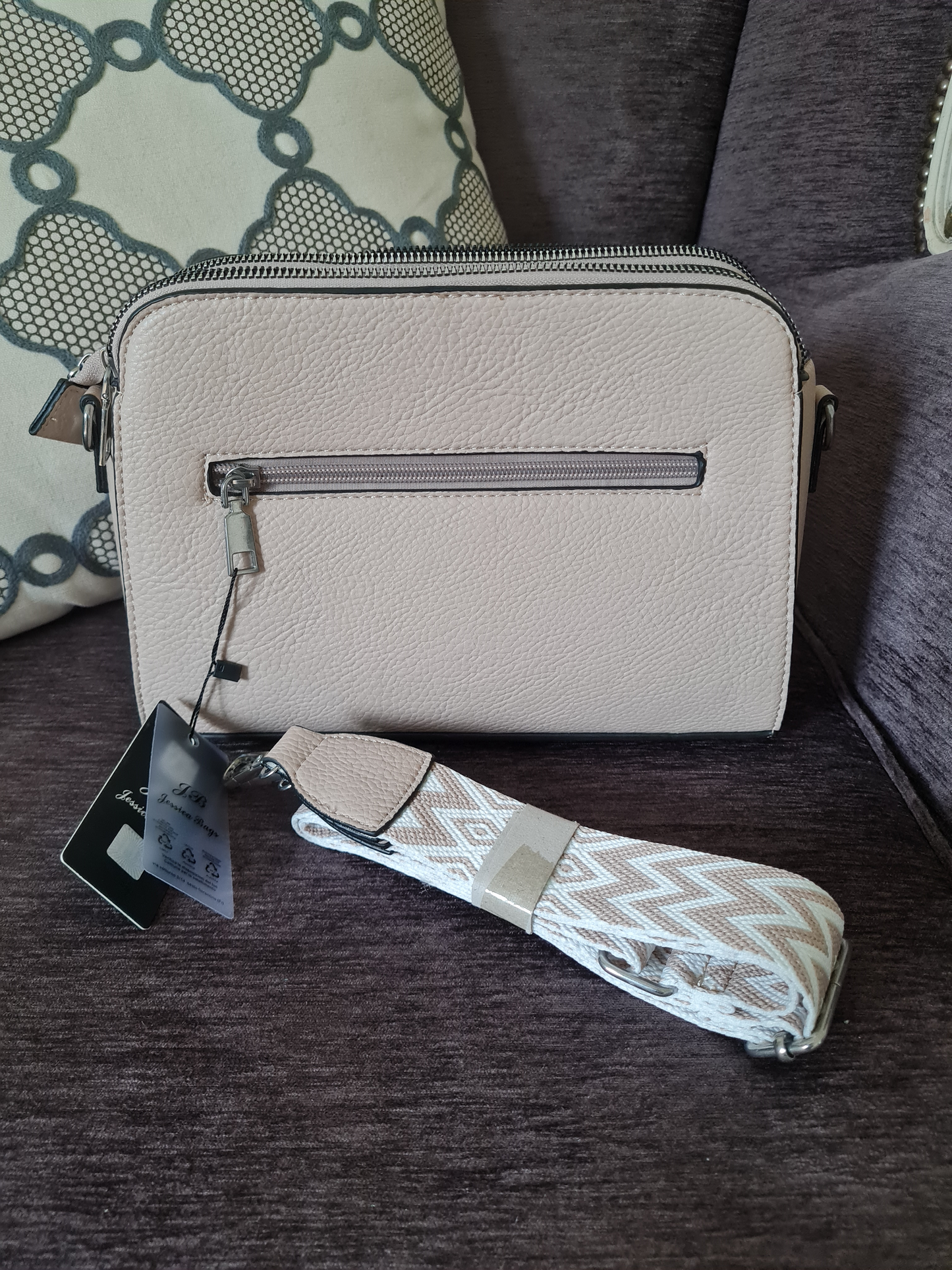 Umhängetasche Crossbody Beige-Schwarz von Jessica Bags