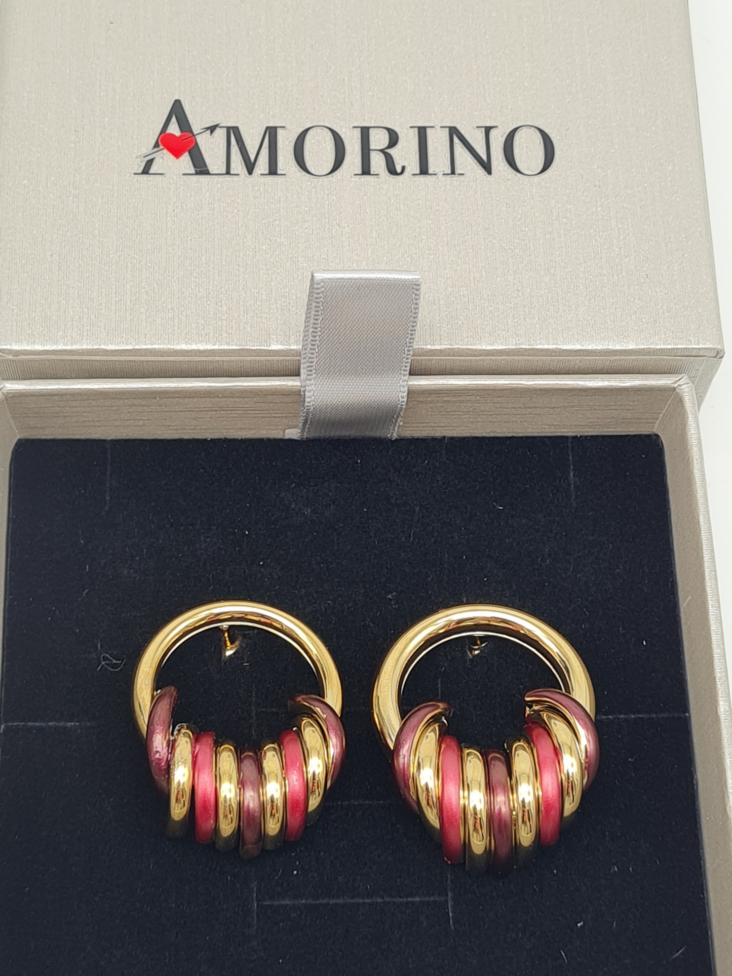 Amorino EMAILLIERTE OHRSTECKER MIT KREIS Rot Grün Blau Lila nickelfrei