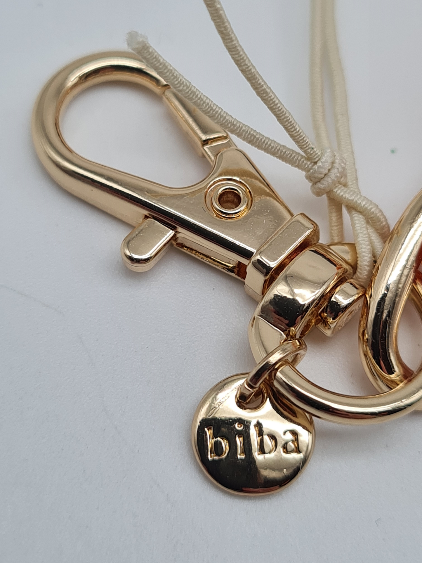 Biba Gliederarmband Goldfarben durchzogen mit Kunstleder Orange Nickelfrei