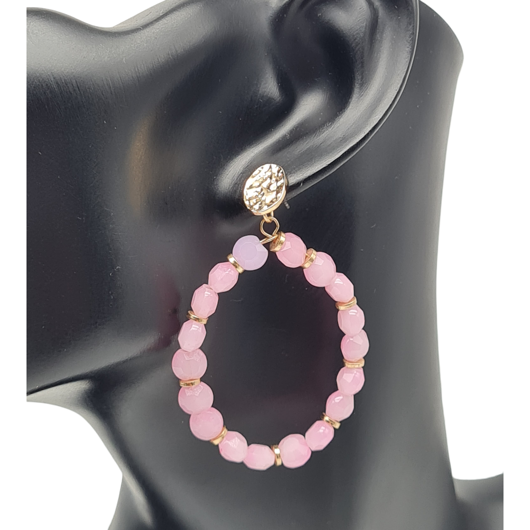 Ohrringe Ohrhänger Rosa Goldene Akzente Nickelfrei Sweet7 Oval