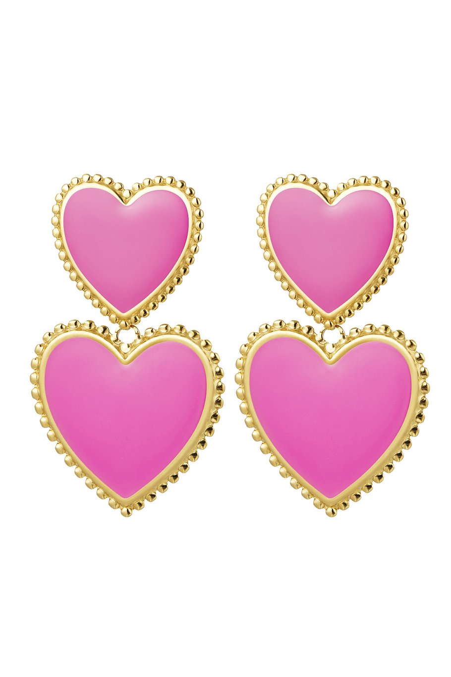 Yehwang Ohrhänger, Doppelherz Rosa Liebe nickelfrei Romantik Passion Ohrringe