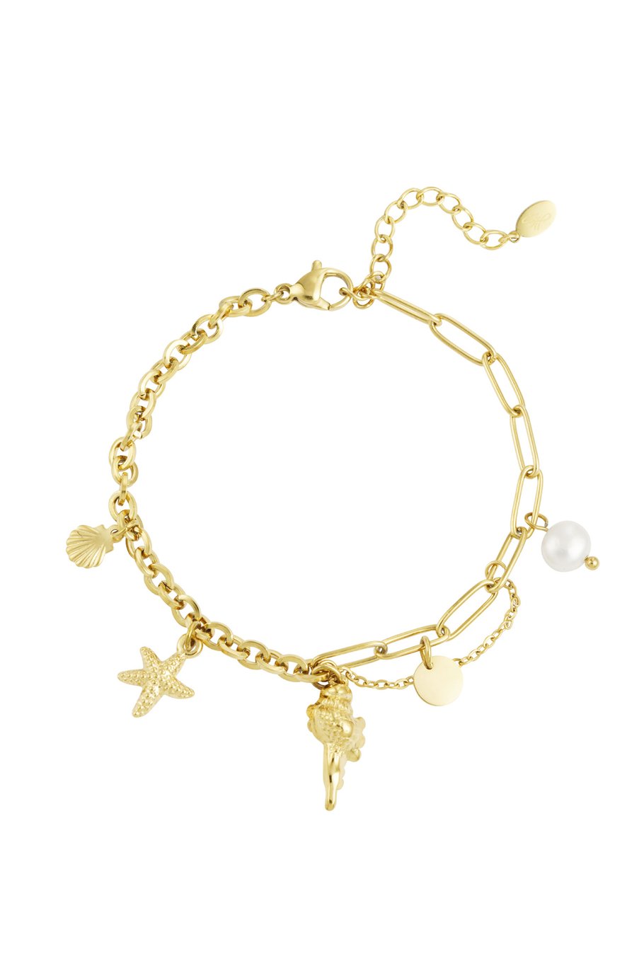 Yehwang Armband, Gliederarmbandanhänger Goldfarben mit Süßwasserperle