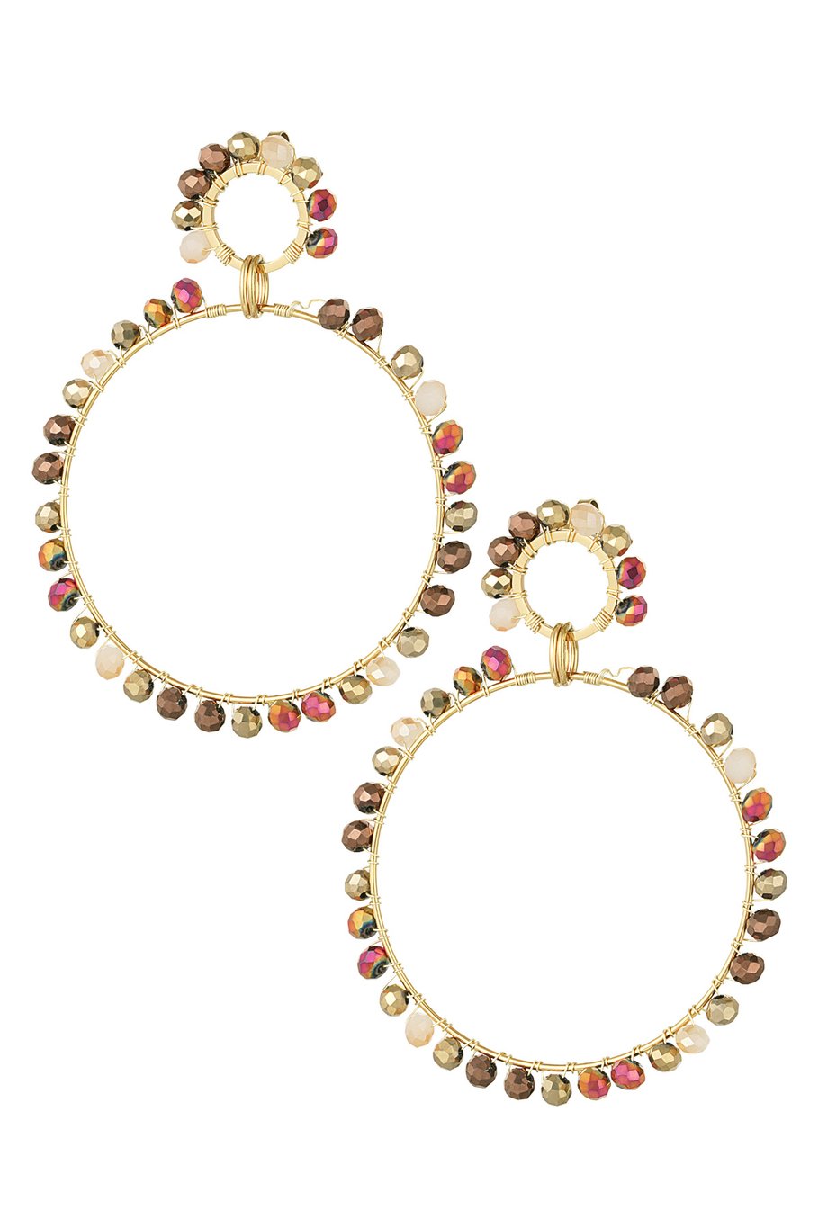 Yehwang Ohrhänger Großer Ring Crystal Beige Naturtöne nickelfrei