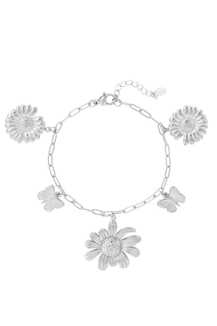 Yehwang Armband „Botanical Bliss“ filigran mit Blumen und Schmetterlinge Gold- und Silberfarben