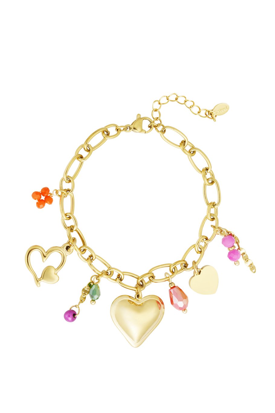 Yehwang Armband, Herz über Herz in Goldfarben
