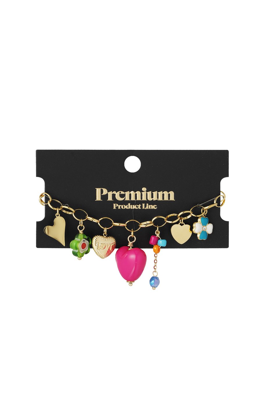 Yehwang Armband, Bettelarmband "Big Red Love" in Goldfarben