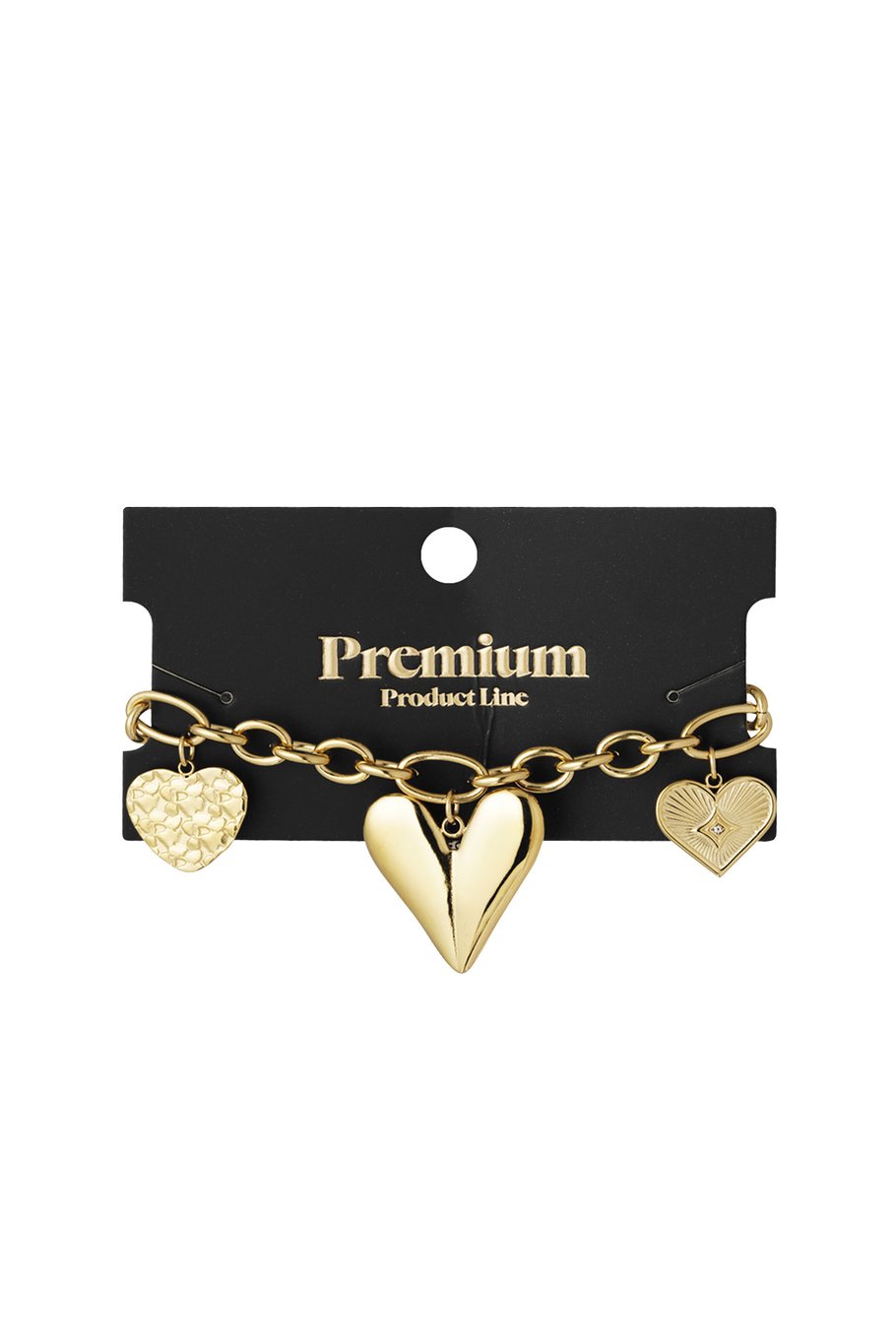 Yehwang Armband, Charm-Armband Dreifachherz in Goldfarben