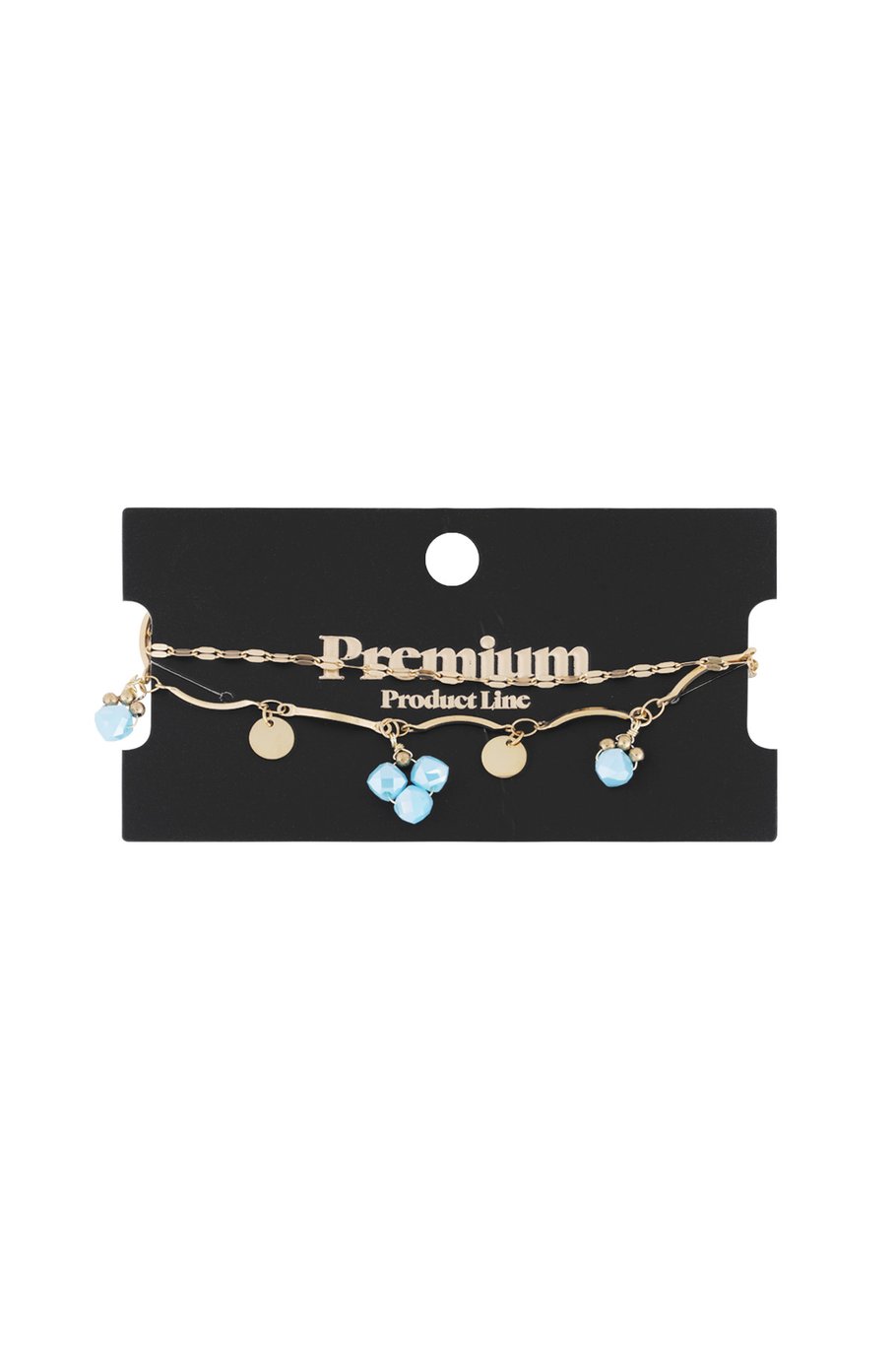 Yehwang Armband, Filigranes Doppelarmband mit Beige oder Blauen Crystal Perlen