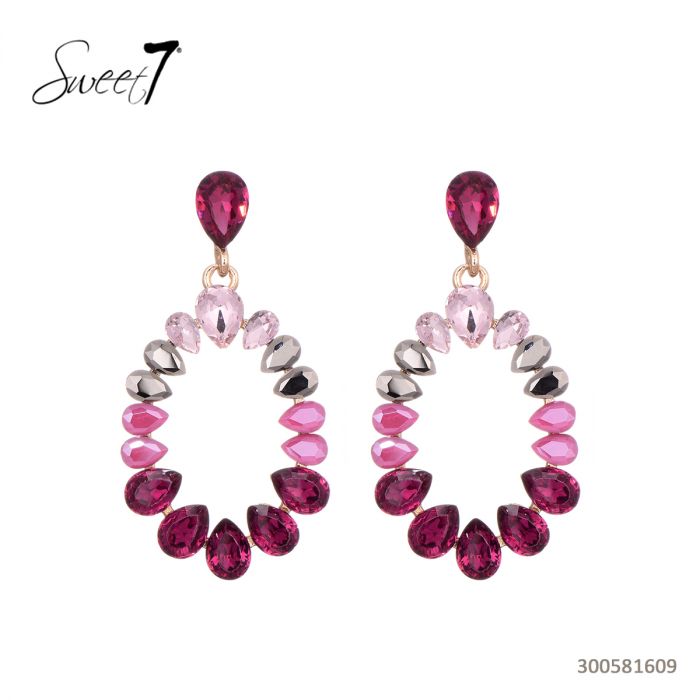 Sweet7 Ohrringe, Ohrhänger Oval in Pink-töne