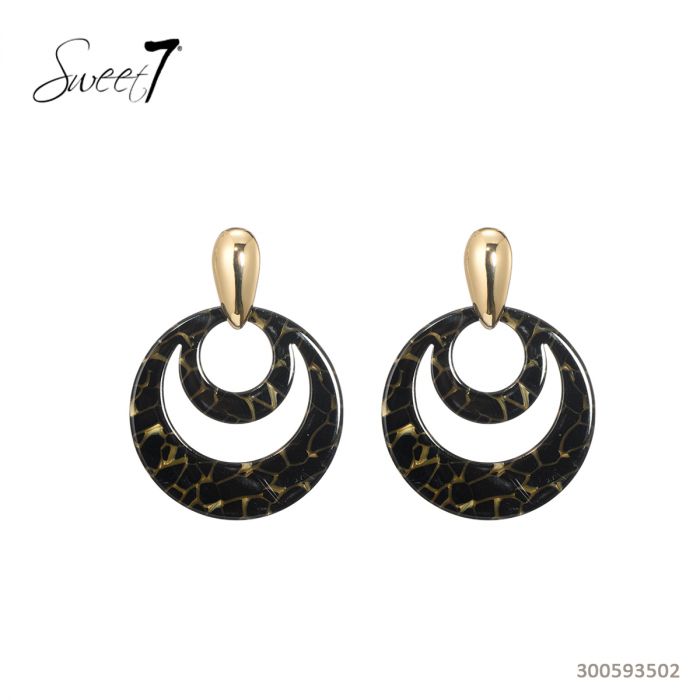 Sweet7 Ohrringe, Ohrhänger Schwarz und Gold, Elegant und ein Statement