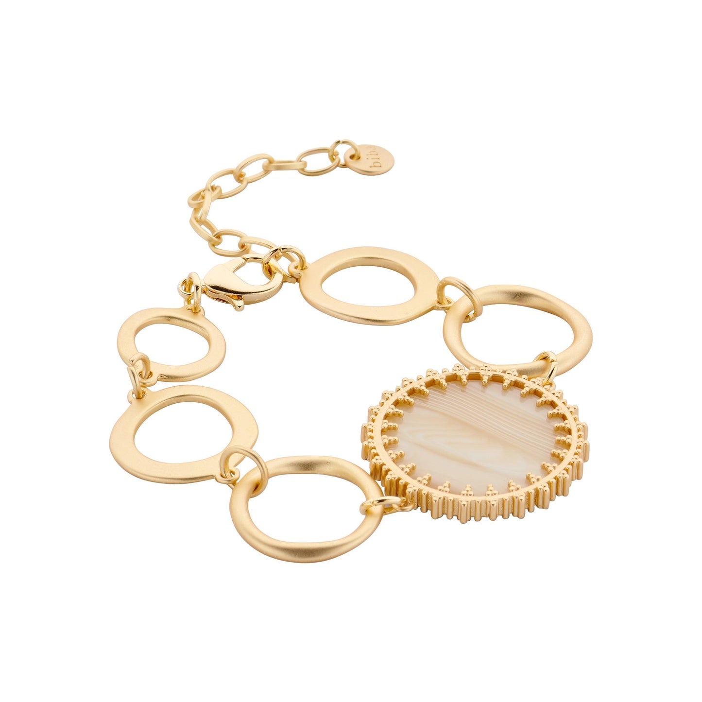 Biba Armband Matt goldfarben mit Medaillon in Marmor-Look