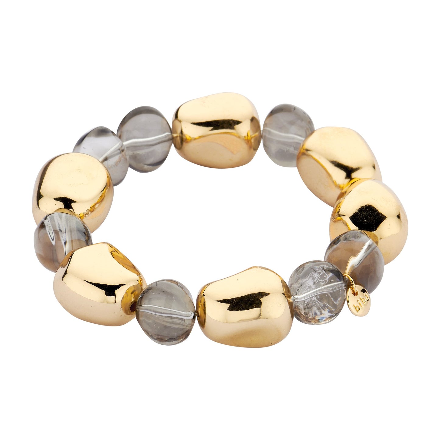 Biba Perlenarmband, mit Goldfarbene und Grau Transparente Organische Perlen